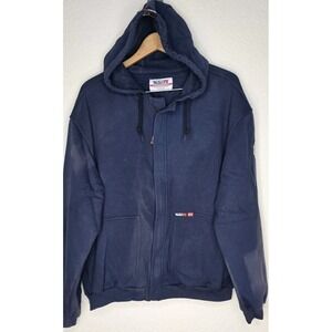 Walls FR Workwear Men L Navy Hoodie Zip Sweatshirt Fleece Lined Jacket Resistant